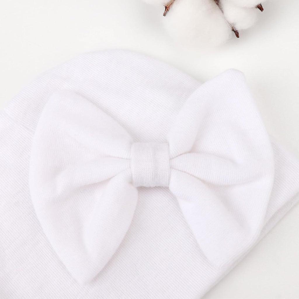 Baby Swaddle Blankets Solid Bow Hats for Newborns