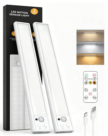 Under Cabinet Lighting,80LED Motion Sensor Light Indoor with Remote,2200mAh Rechargeable Closet Lights