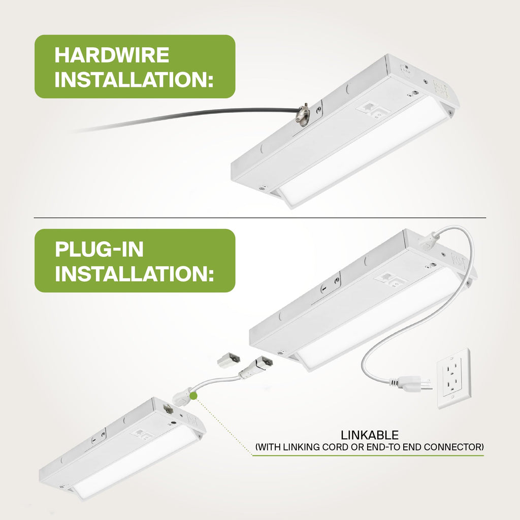 White Swivel LED Under Cabinet Light, 40 Inch 20W, Plug in/Hardwired