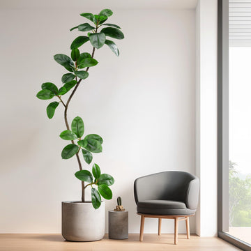 6ft Artificial Rubber Tree Faux Plants Indoor Faux Floor Artificial Trees Indoor, Fake Plant Fake Tropical