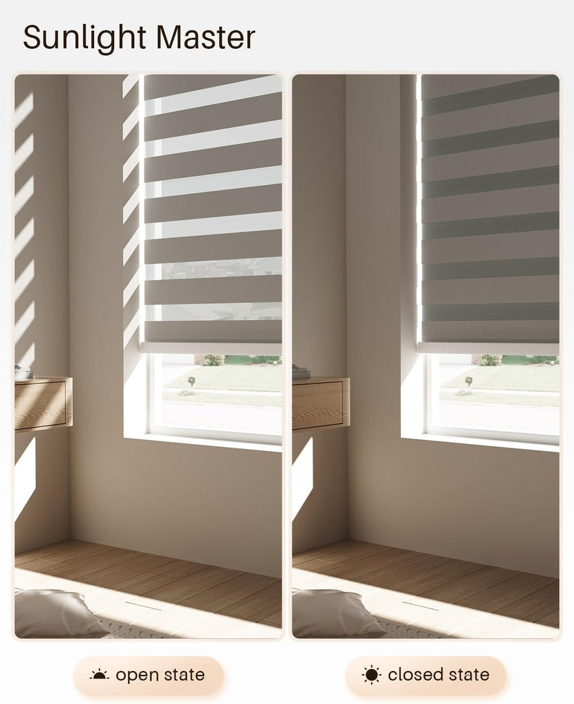 Smart Zebra Blinds for Windows, Works with Alexa, 20" W x 72" H, Black
