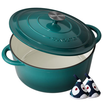 Enameled Cast Iron Dutch Oven, 4.5QT Pot with Lid, Bottle Green