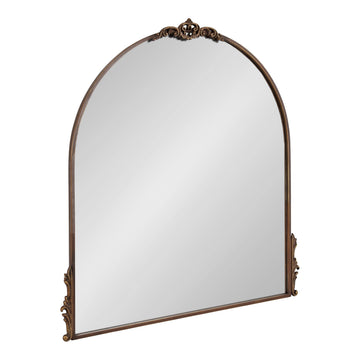 Myrcelle Ornate Vintage Arched Mirror; 30 x 32; Bronze; Decorative Wide Arch Mirror for Use as Fireplace Mantel