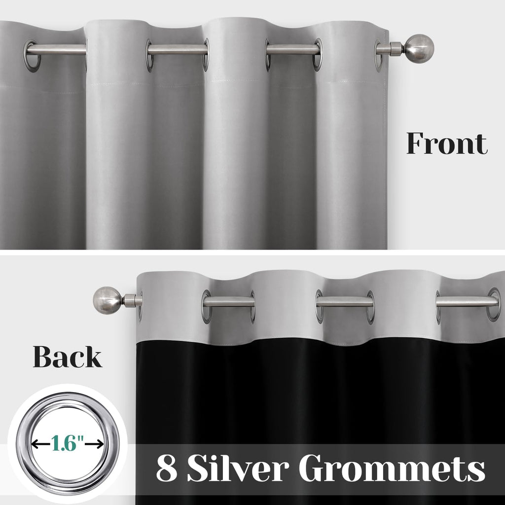 Black 100% Ombre Blackout Curtains, 52 X 84 Inches Long Room Darkening Gradient Light Blocking Thermal Insulated