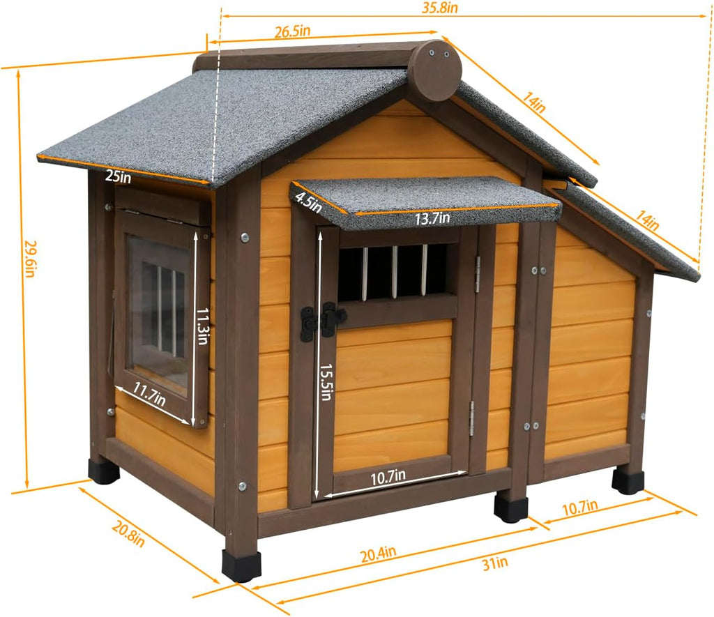 Thickened Solid Wood Dog House - Indoor & Outdoor Use, Suitable for Small Dogs, Door-Equipped for Windproof & Cold