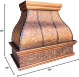 36 Inch Copper Wall Mount Range Hood