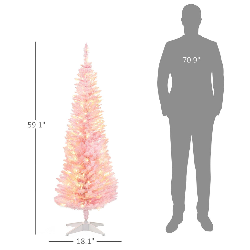 Noble Fir Artificial Pencil Christmas Tree Prelit 5' Pink