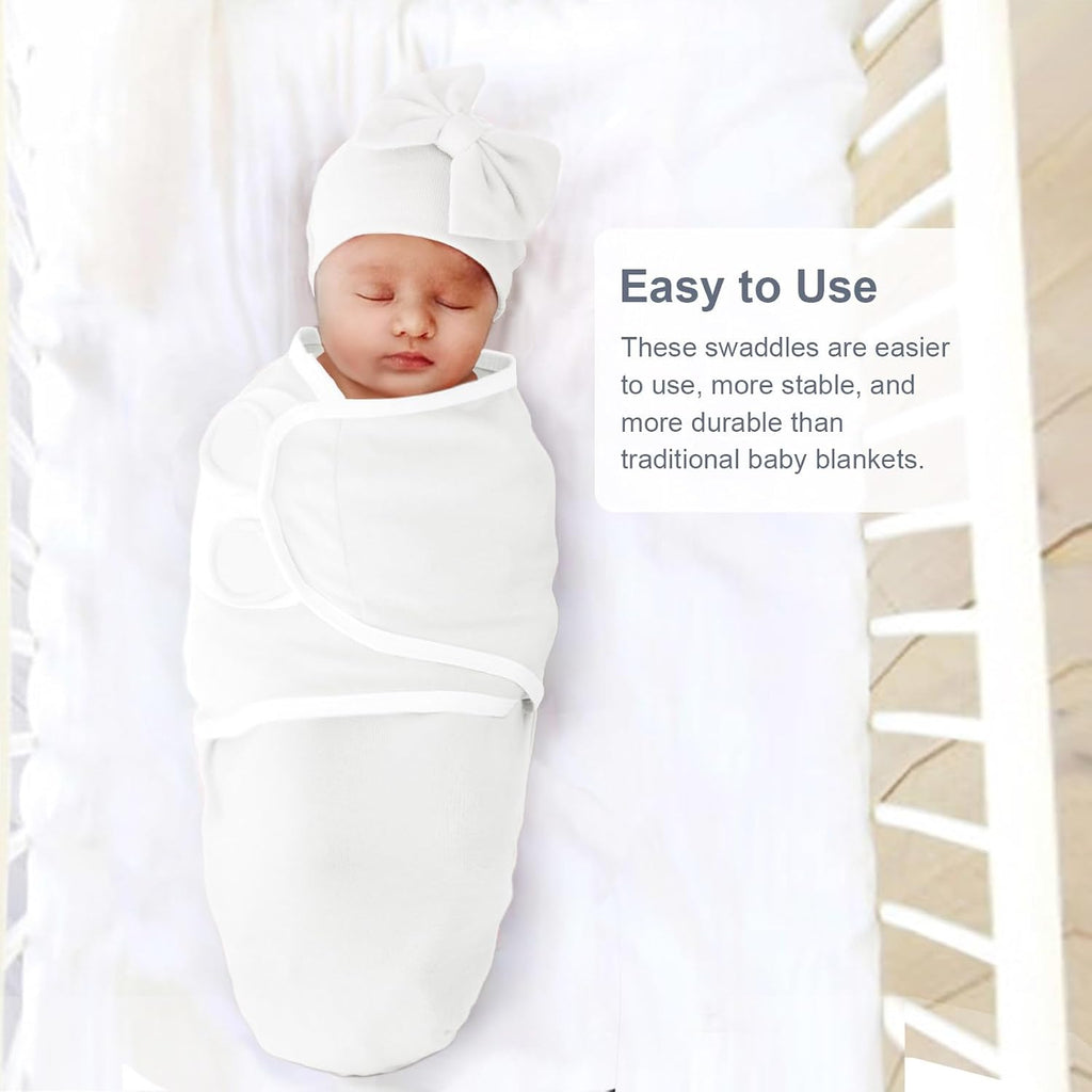 Baby Swaddle Blankets Solid Bow Hats for Newborns