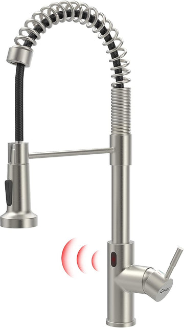 Touchless Kitchen Faucet with Spring Pull Down Sprayer | Brushed Nickel Finish, Motion Sensor Activated, Hands Free
