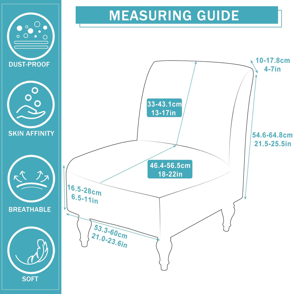 Armless Accent Slipper Chair Cover Slipcover, Stretch Spandex Removable Non-Slip Silp Cover for Accent Chair Without