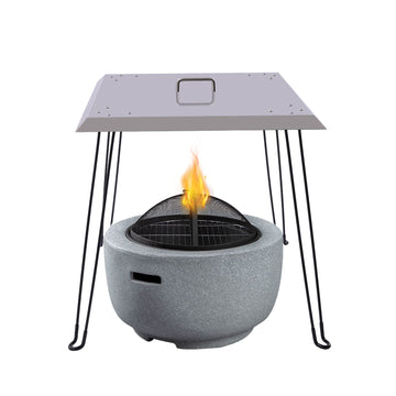 Fire Pit Heat Deflector, 24''x24''x24'' Outdoor Stainless Steel Fire Pit Cover Square Fire Pit Burner Cover to Push