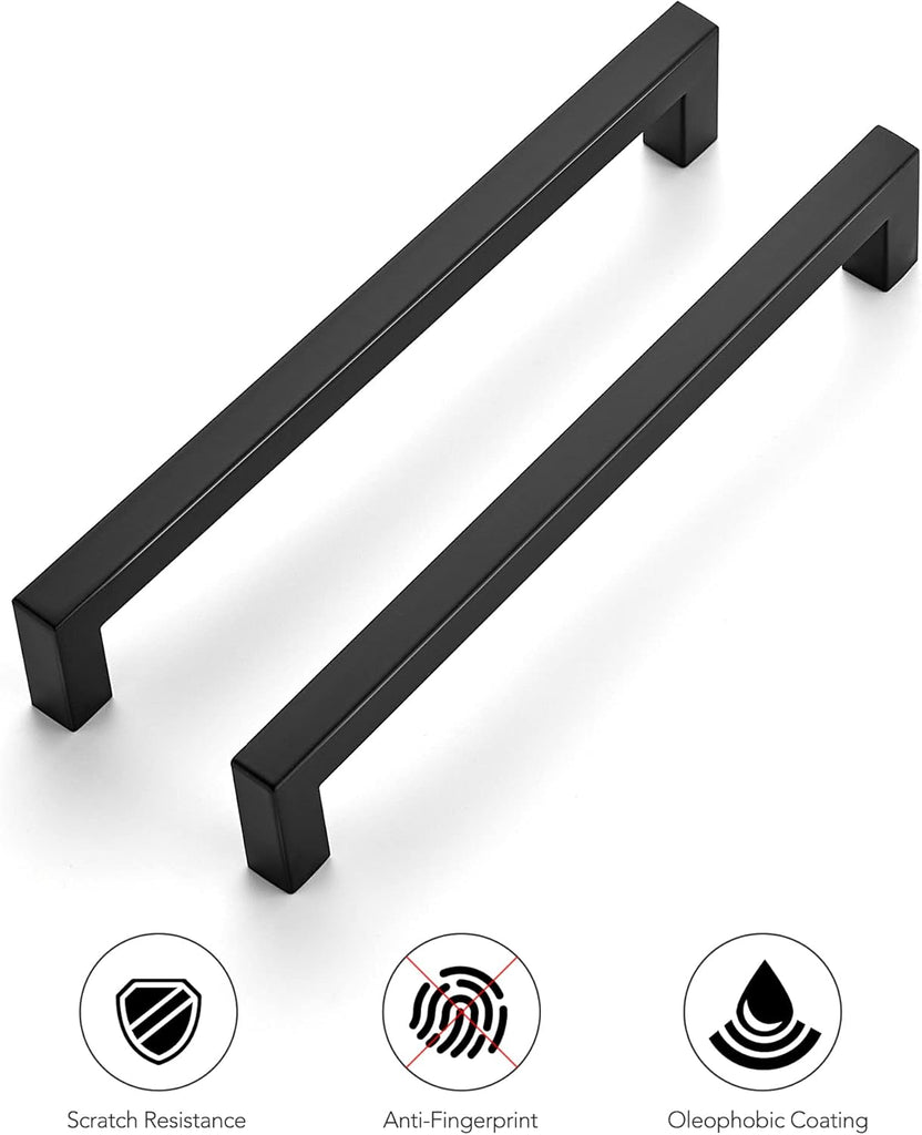 30 Pack 7-1/2 Inch Kitchen Square Cabinet Handles Matte Black Cabinet Pulls Black Drawer Pulls Kitchen Cabinet Hardware