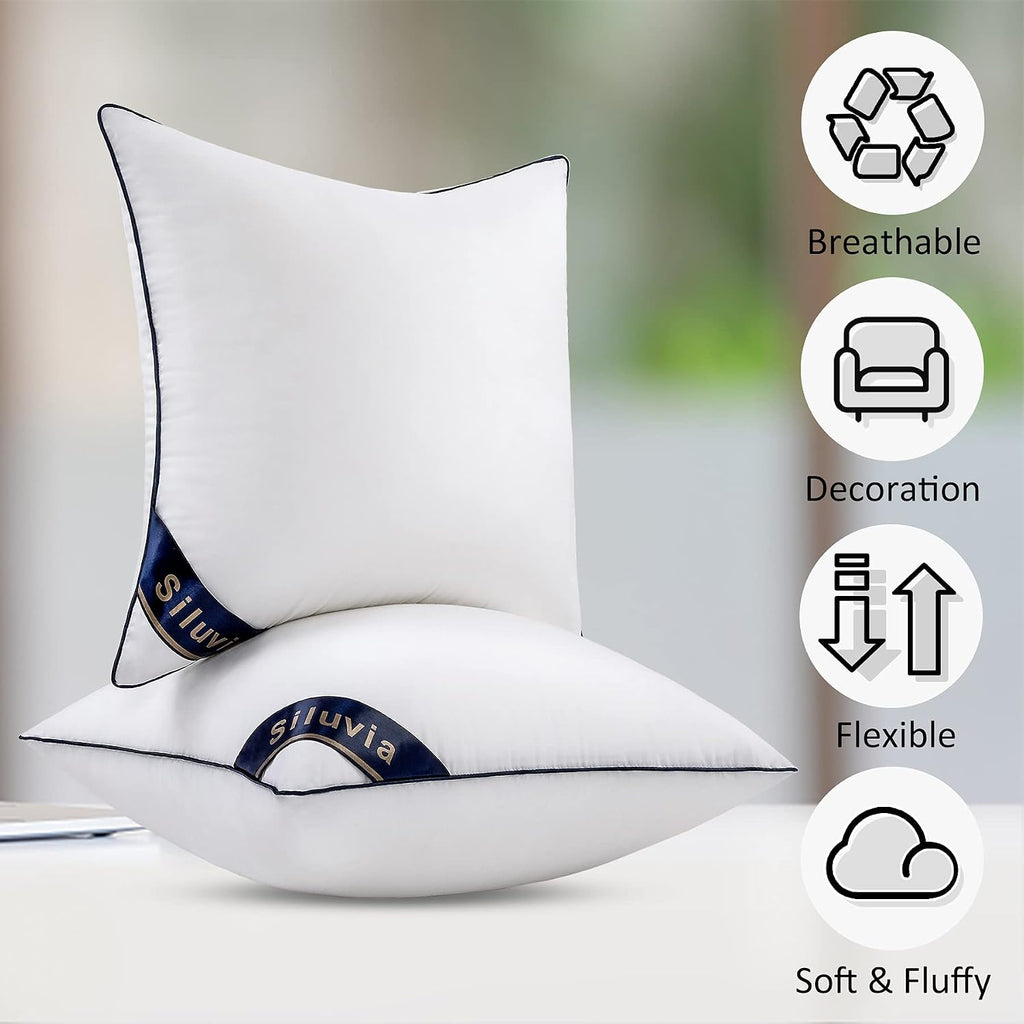 20x20 Down Alternative Pillow Insert 2 Pack, 100% Cotton Cover - Set of 2