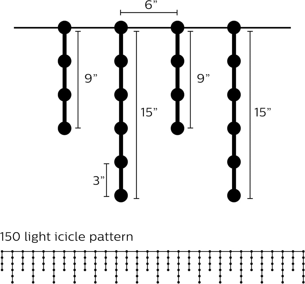 150 LED Warm White Faceted Mini Icicle Lights