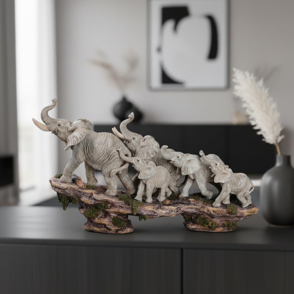 14 Inch Elephant Statue, African Family Figurine