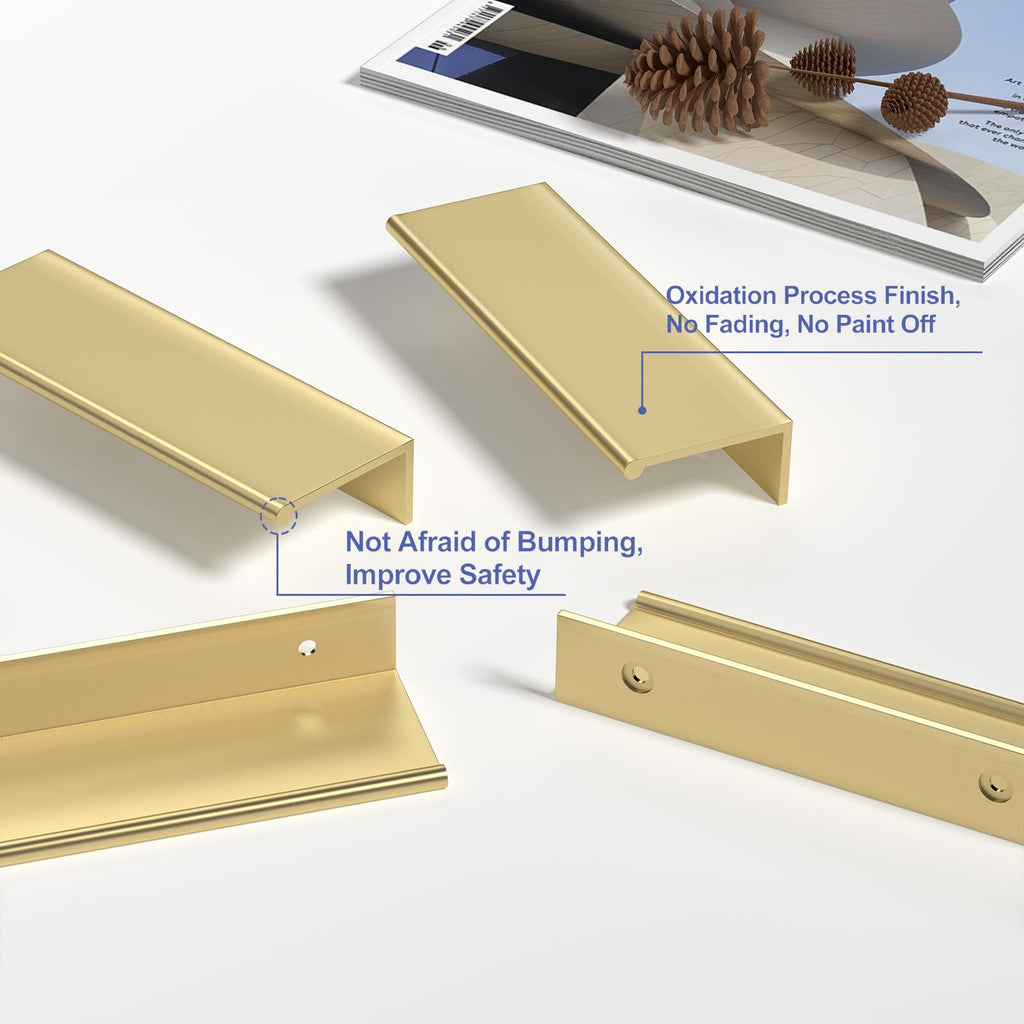 30 Pack Kitchen Cabinet Handles 5-1/16" Matte Gold Pulls Edge Pulls