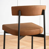 Brown Faux Leather Dining Chairs Set of 2