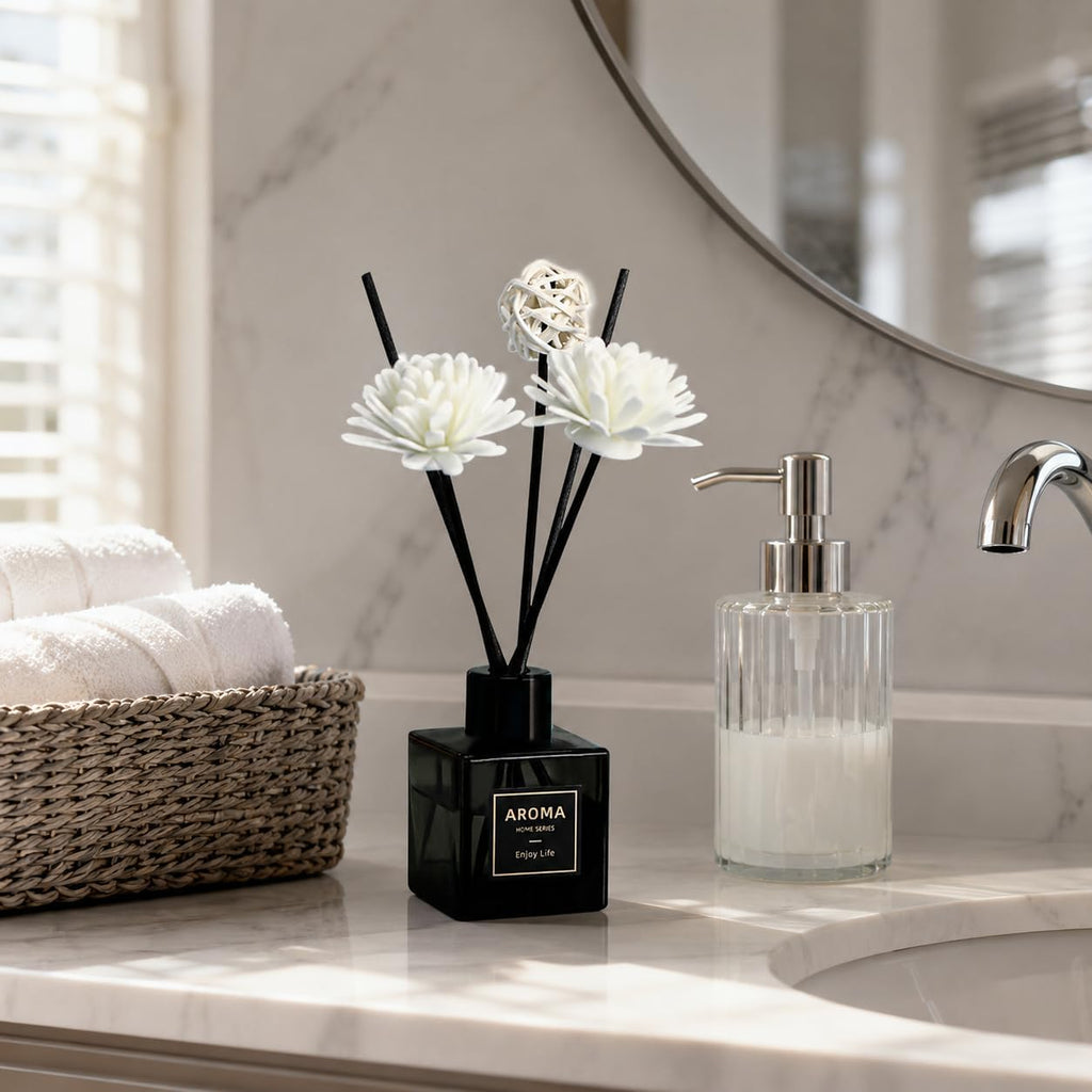 Reed Diffuser,Lavender Scented Oil Diffuser with 15 Sticks,(50ml) x 3 Home Fragrance Reed Diffuser Living - Set of 3