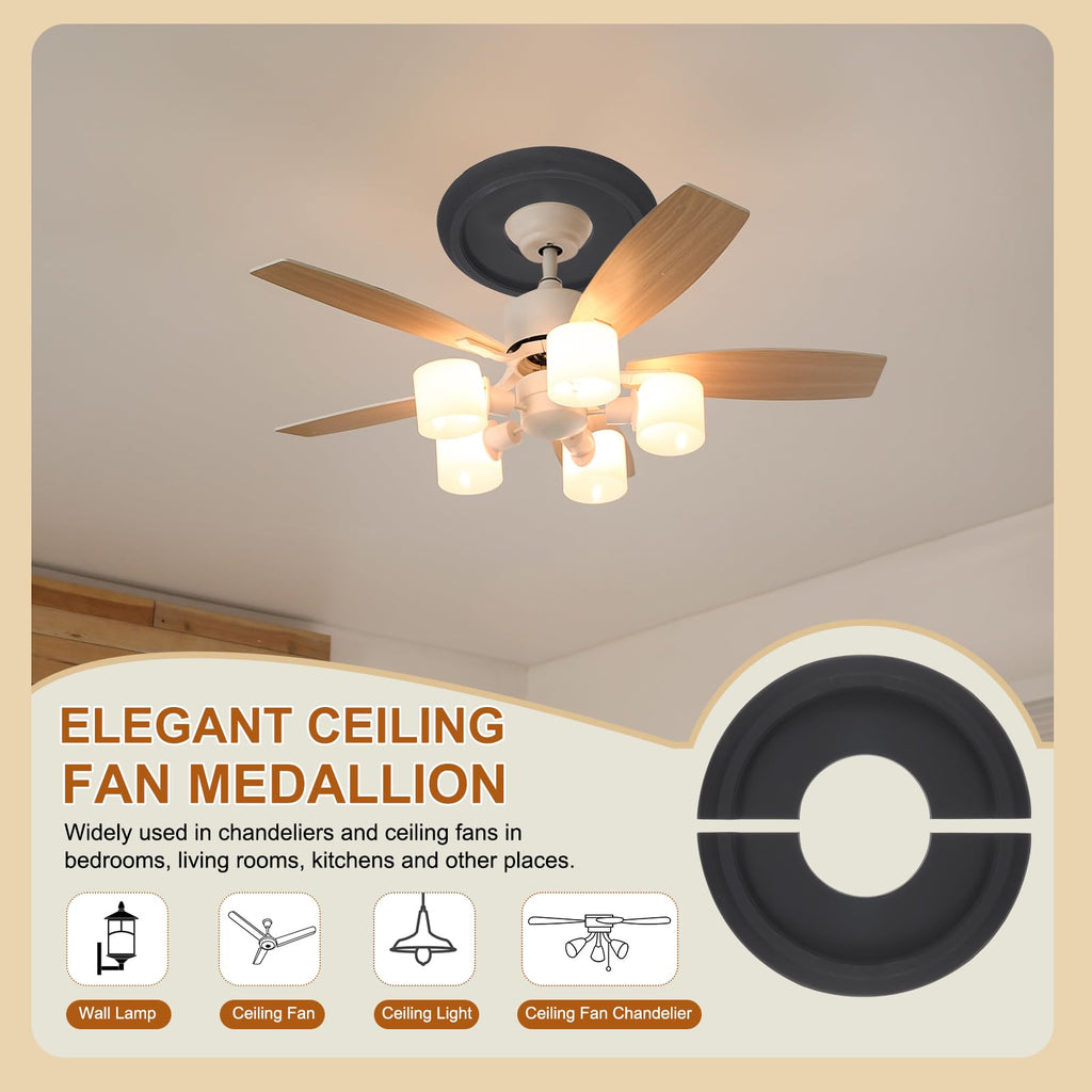 Ceiling Medallion, 2 Pcs 10" OD x 4" ID PU Decorative Ceiling Light Medallion Chandelier Medallion Split Ceiling