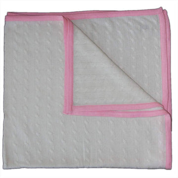 Ava Cashmere Cream/Candy Pink Baby Blanket. Boxed for Gifting