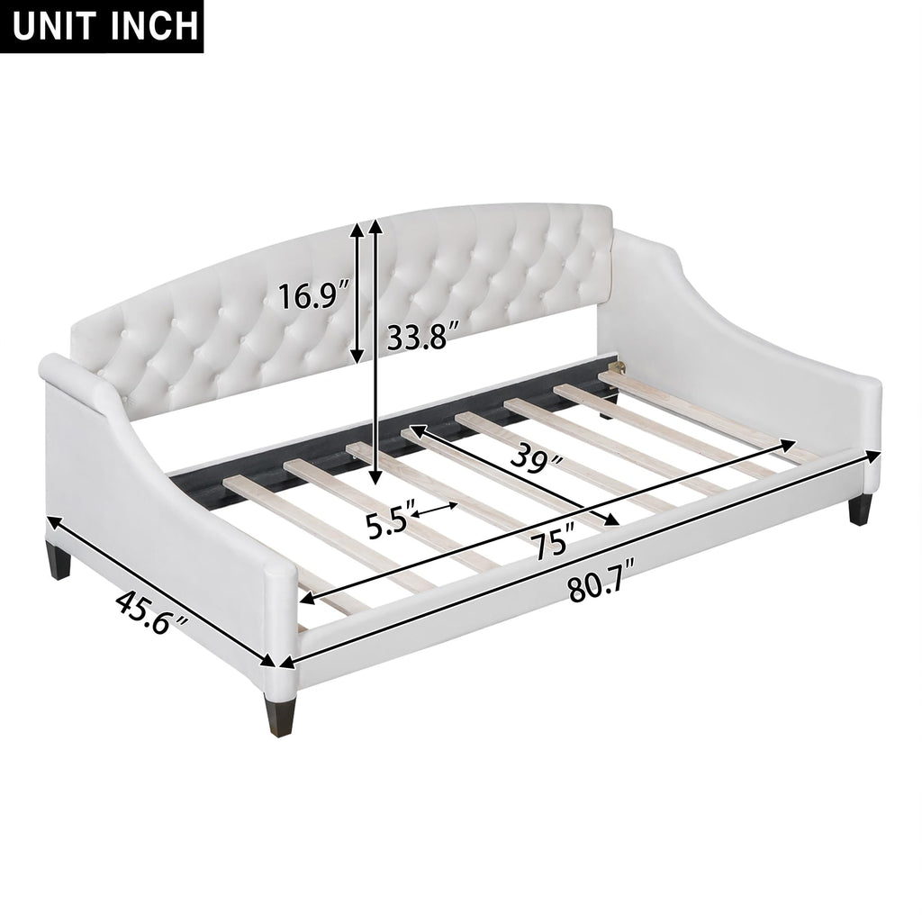 Twin Size Modern Luxury Tufted Button Daybed, Upholstered Twin Daybed Frame, Sofa Bed, Twin, Beige