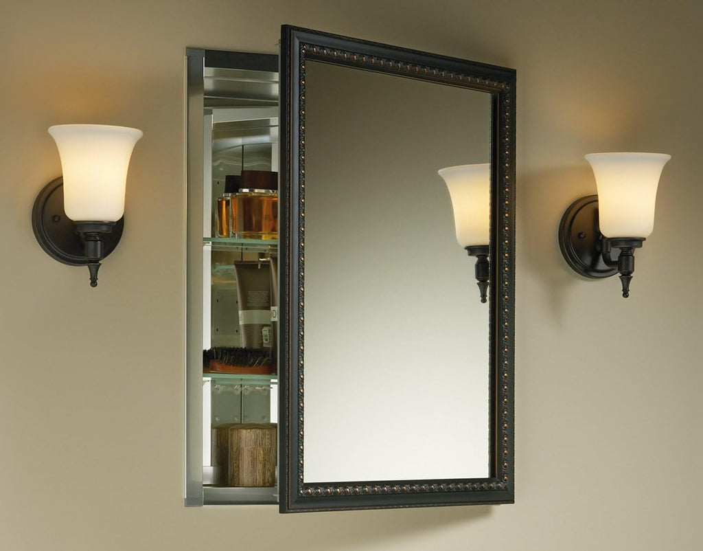 2967-BR1 20" W x 26" H Bathroom Medicine Cabinet with Framed Mirror Door, Recessed or Surface Mount Bathroom Wall