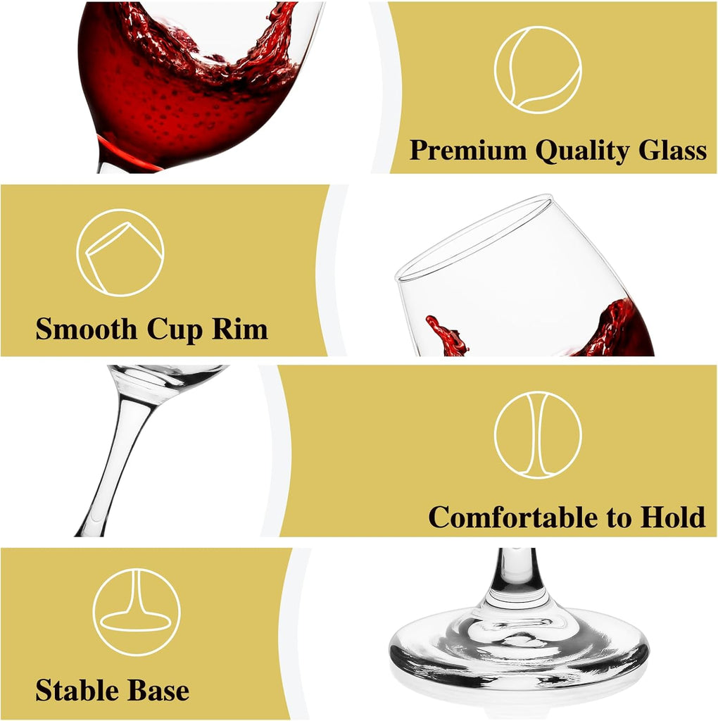 Wine Glasses Set of 12, 11 oz Clear Wine Glass Set, Red/White Wine Glasses with Pretty Gift Box for