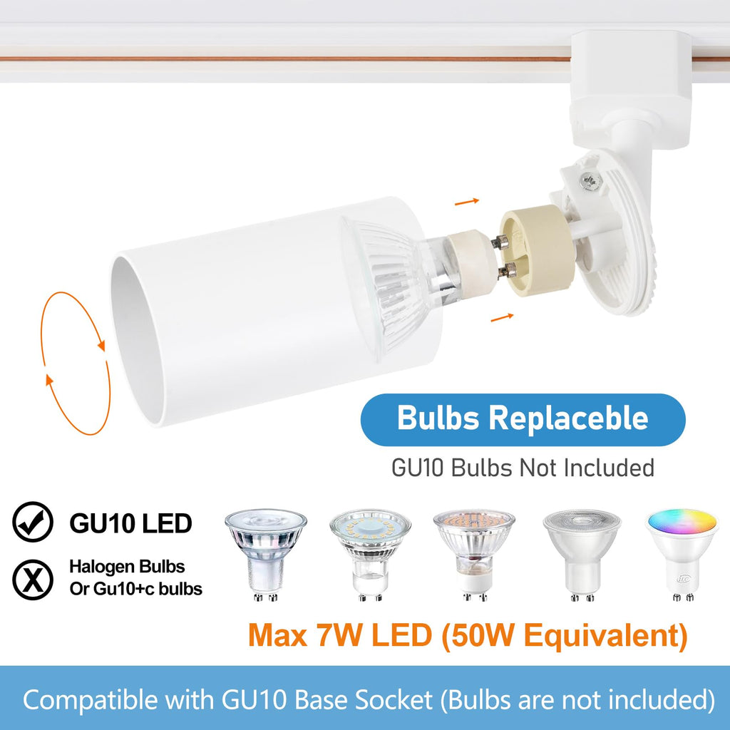 LED Track Lighting Kit with 6.6FT H Track Lighting Rails & Floating Canopy Connector, GU10 Track Light Kit