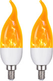 E12 Flame Bulbs 2 Packs, 3 Mode LED Candelabra 2.0 Watt Warm White Chandelier 1800k Candle Light Bulbs, Flame Tip for