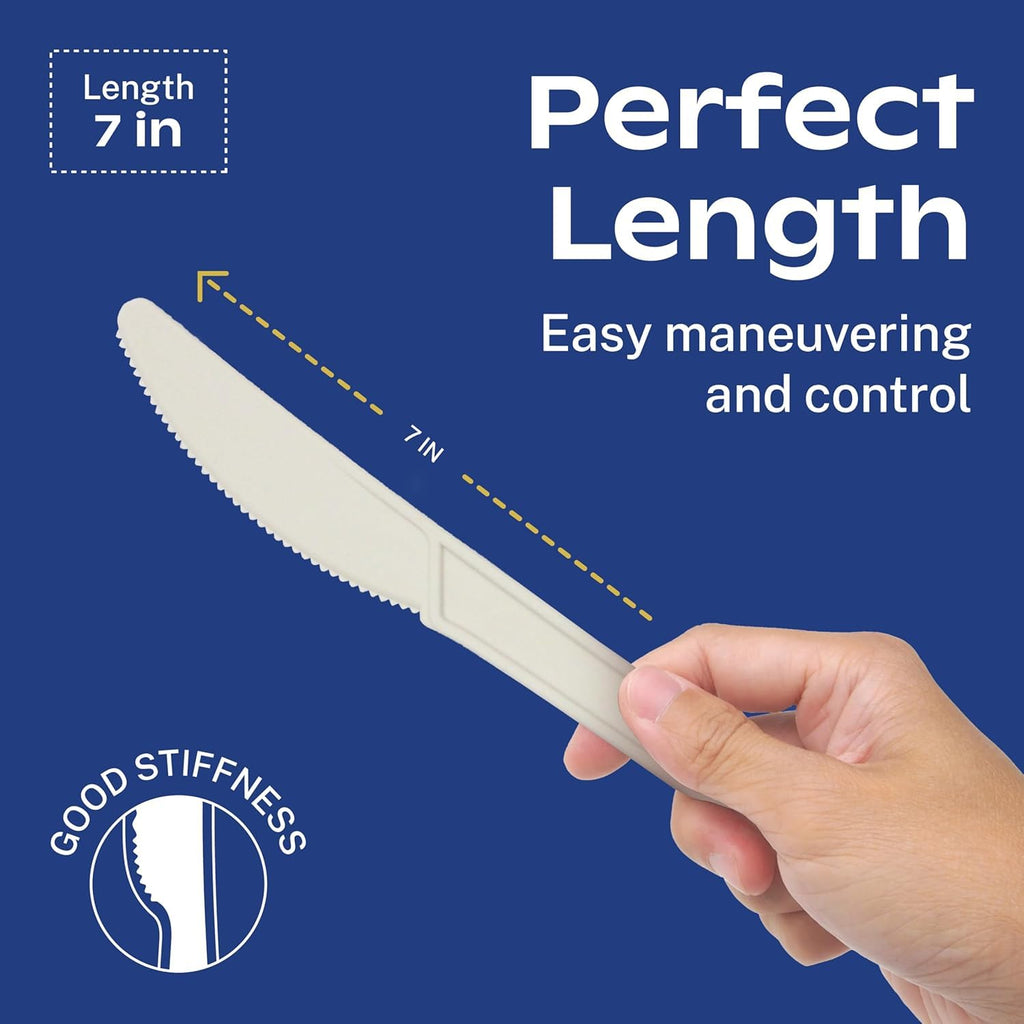 Ivory White Compostable Heavy Duty Silverware Set 340 Pieces Bulk