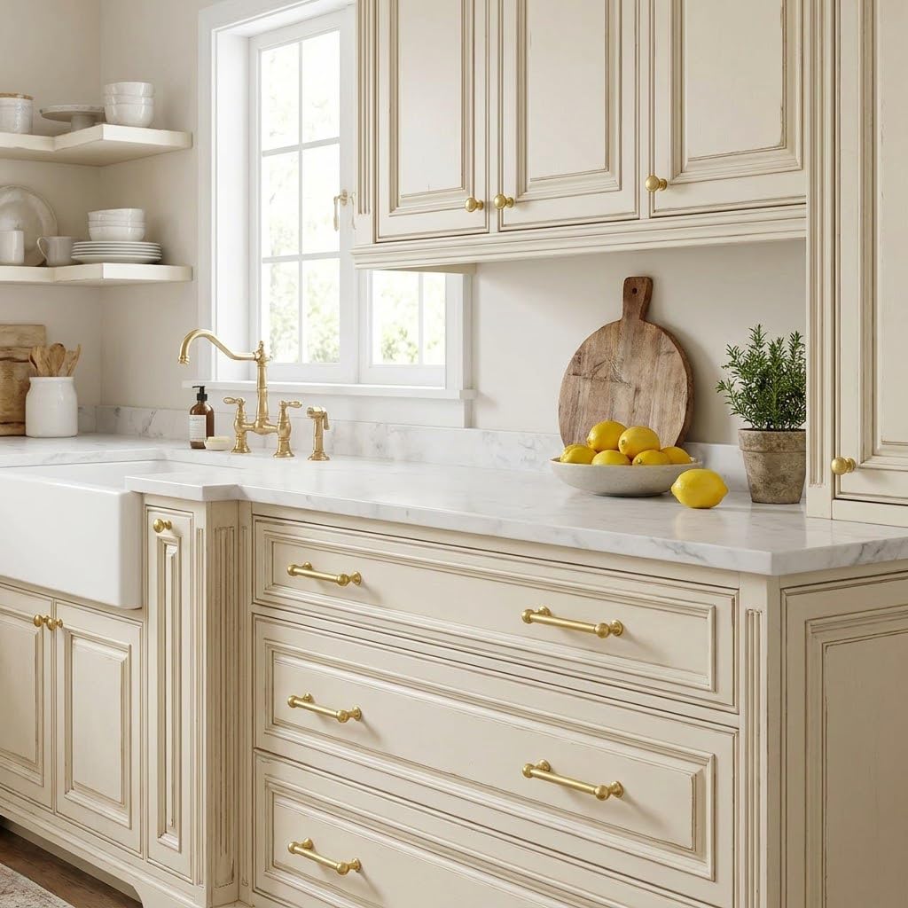 2 Pack 10 Inch Solid Kitchen Cabinet Handles Brushed Gold Heavy Duty Cabinet Pulls Drawer Pulls Cabinet Hardware