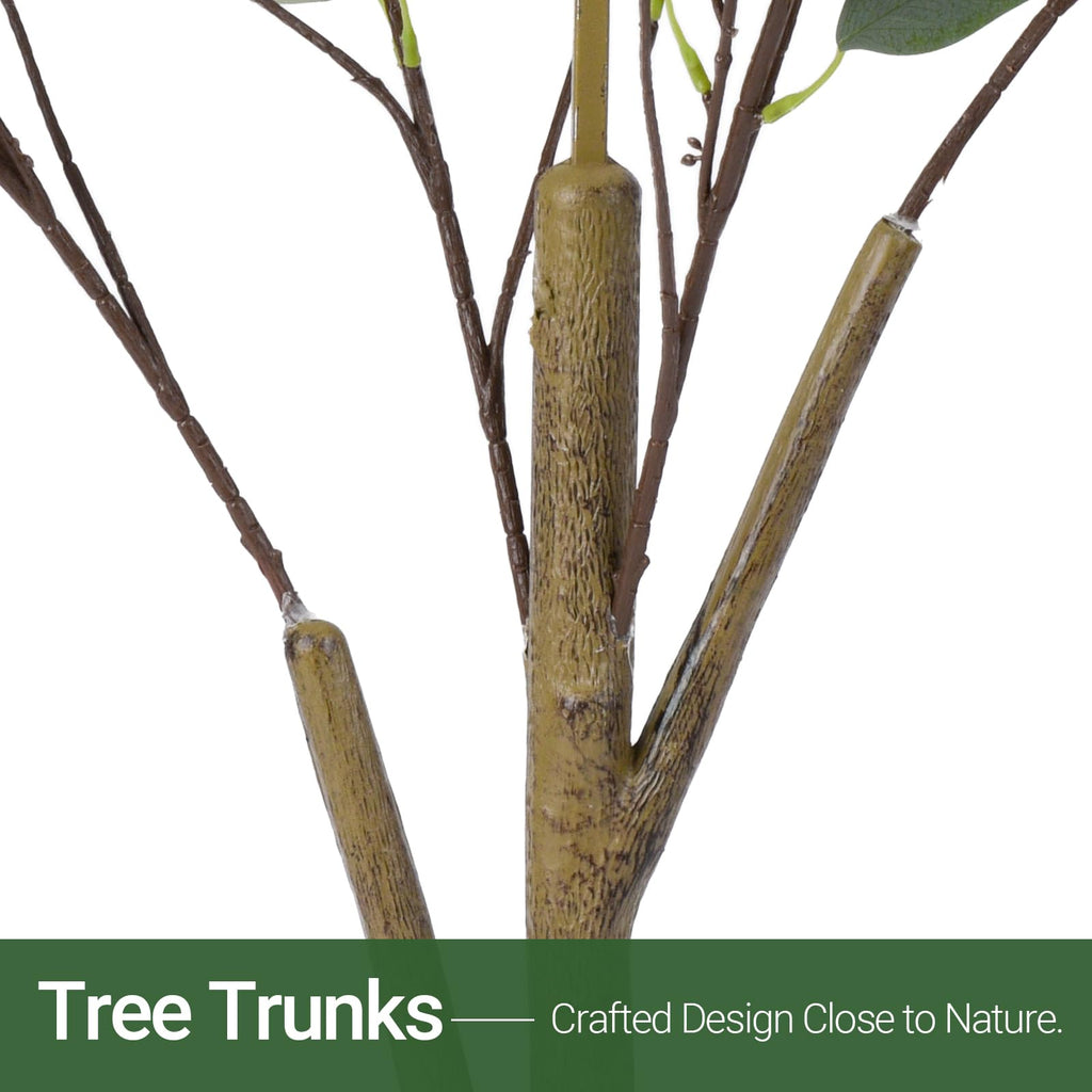 6FT Faux Eucalyptus Tree Indoor - Tall Artificial Eucalyptus Tree with Natural Trunk and Realistic Leaves, Indoor Fake