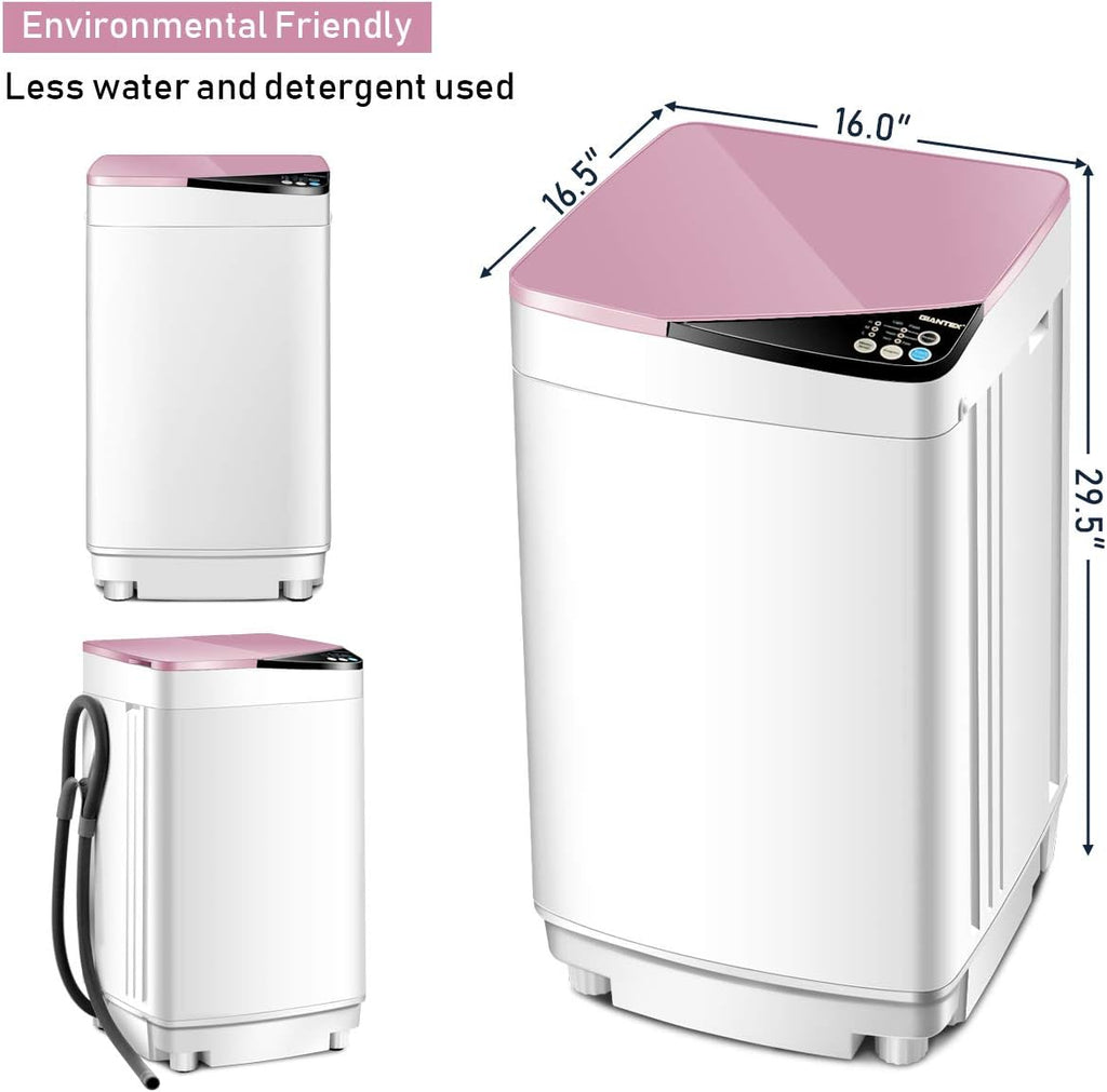 Full-Automatic Washing Machine Portable Washer and Spin Dryer 7.7 lbs Capacity Compact Laundry Washer with Built-in