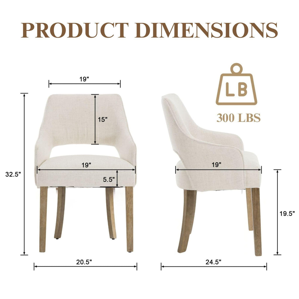 Linen Upholstered Set of 4 with Arms