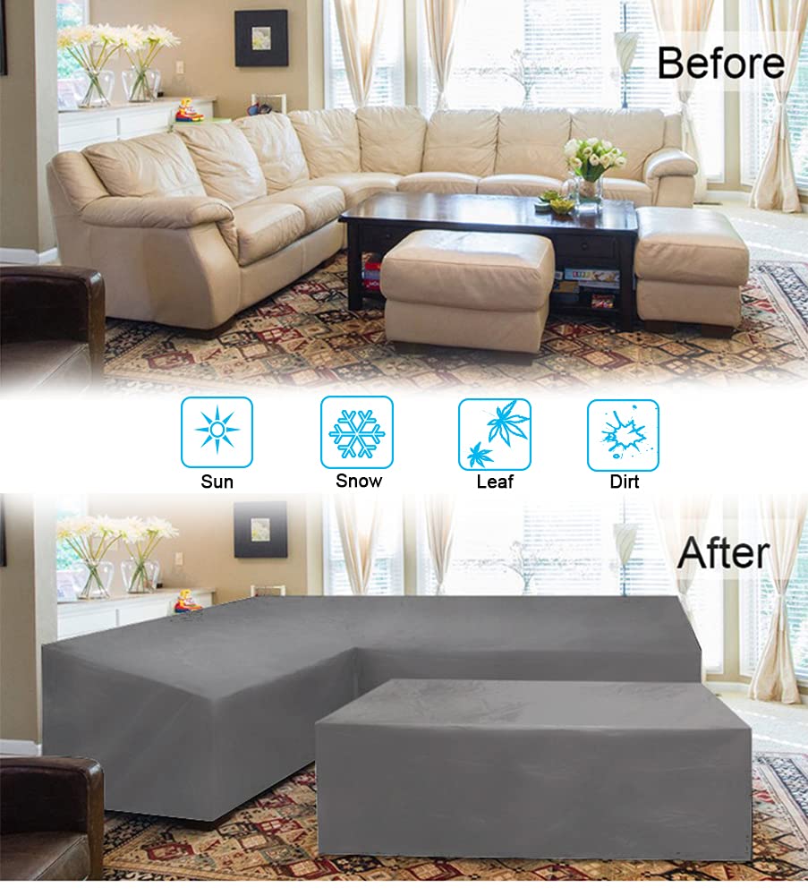 Sofa Furniture Covers Waterproof 420D Patio Garden Furniture Sectional Couch Sofa Cover Weatherproof Heavy Duty