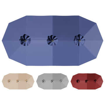 15ft Triple Umbrella Replacement Canopy Double Sided, Blue