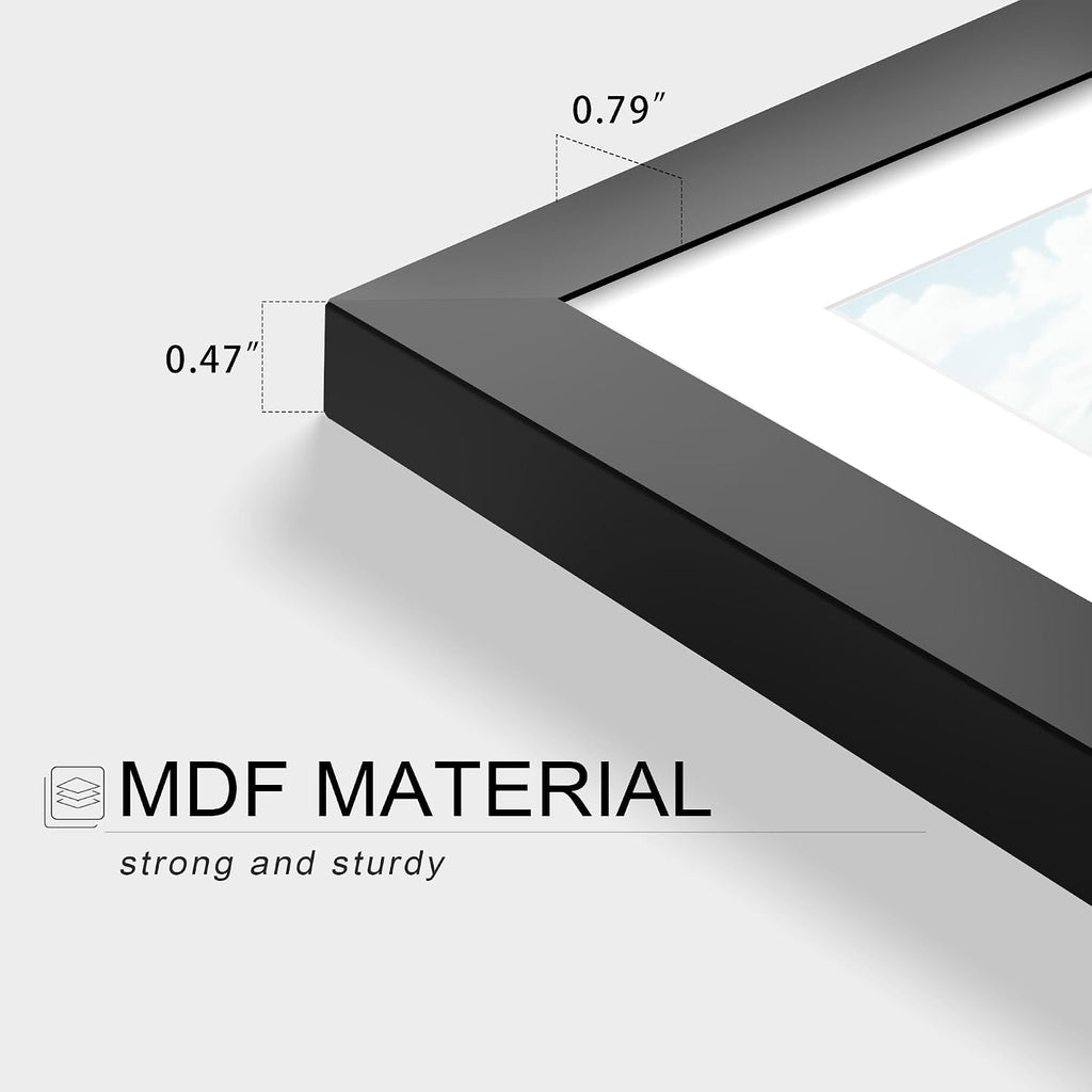 11x14 Picture Frame Set of 12, Modern Gallery Wall Frames, Black | Fits 8x10 With Mat or 11x14 Without Mat