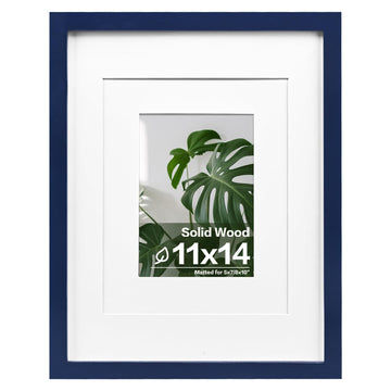 11x14 Picture Frame Made of Solid Wood Covered by Plexiglass, Display Pictures 5x7/8x10 with Mat or 11x14 Without Mat