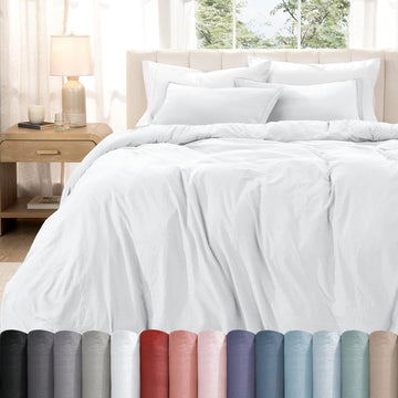 Washed Duvet Cover Set 1800 Ultra-Soft (White)