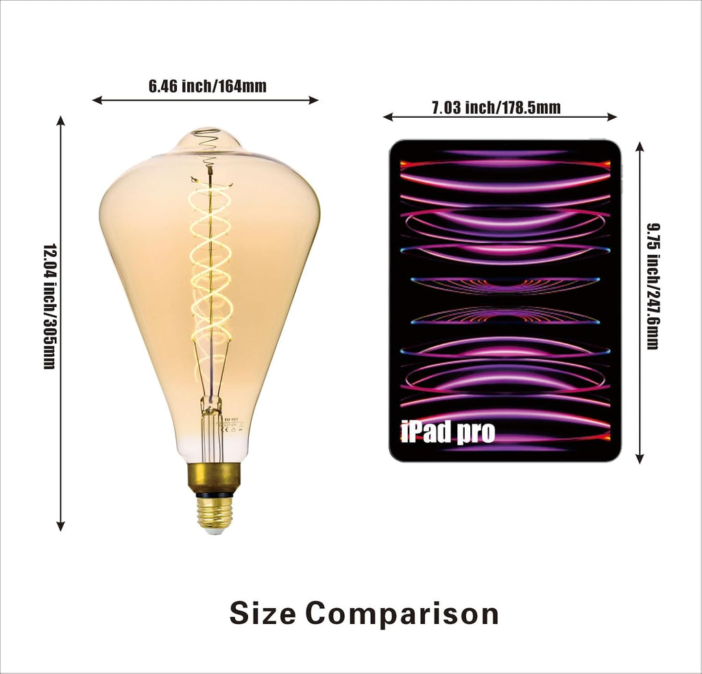ST164 Large LED Edison Light Bulbs Dimmable 8W 450lm E26 2200K 1PC