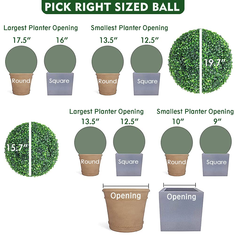 2PCS 15.7" Artificial Plants UV Protected Boxwood Topiary Balls