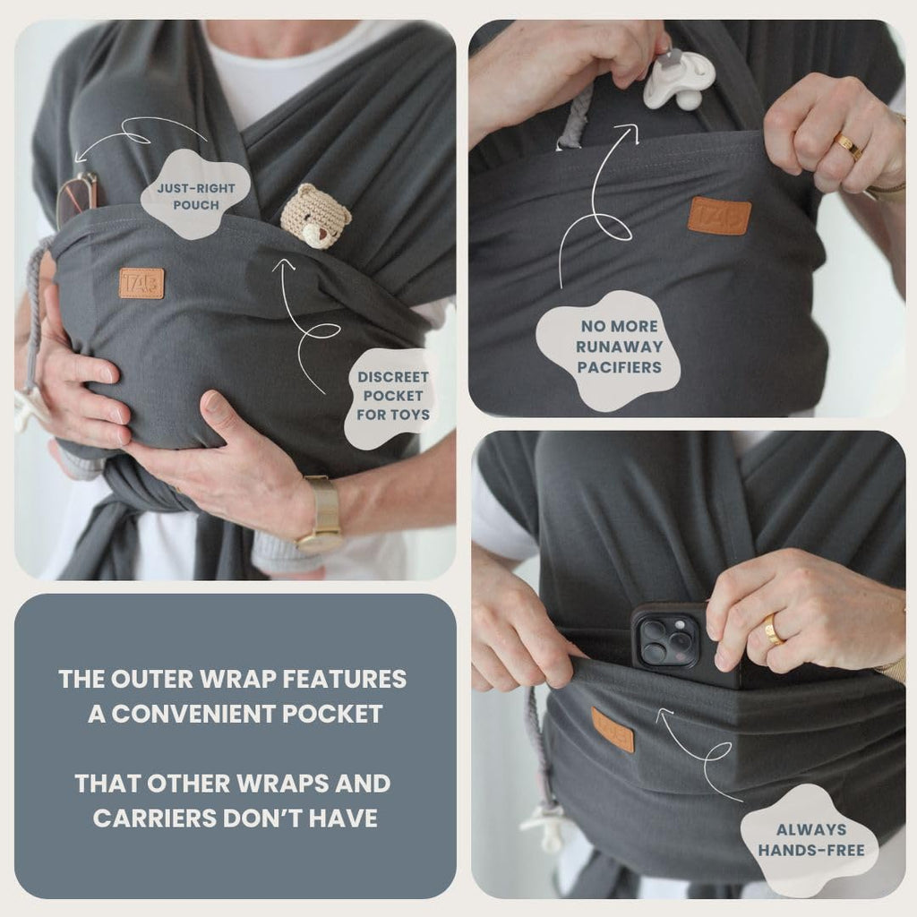 Baby Wrap Ring Sling Carrier, Newborn to Toddler, Adjustable Ergonomic Design for Mom & Dad, Soft Breathable