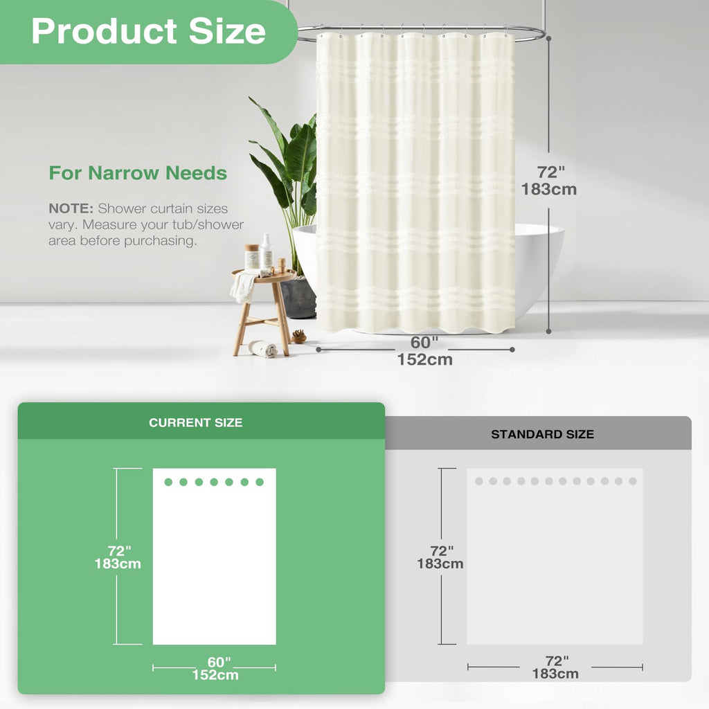 Stall Shower Curtain Chenille Striped Fabric 60"x72" Cream