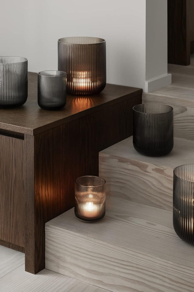 Lantern Size S, Coffee Color, Mouth-blown Glass, Also Suitable as Vase, Decorative-candle-lanterns