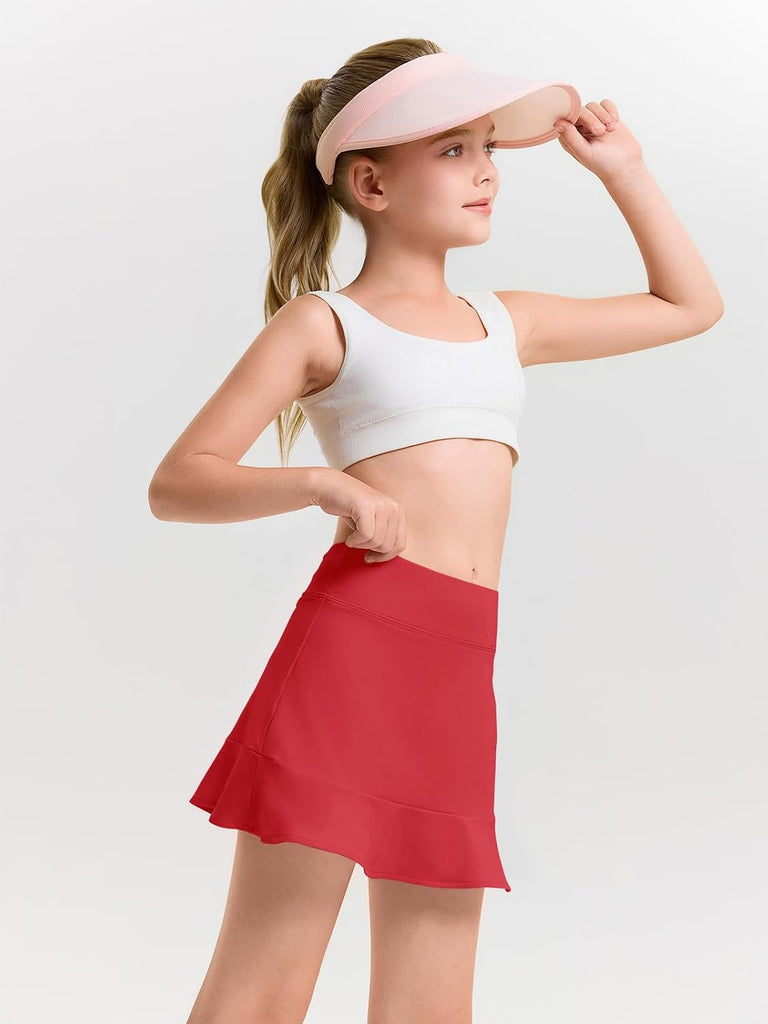 Girls A-line Tennis Skirts with Shorts Athletic Skorts