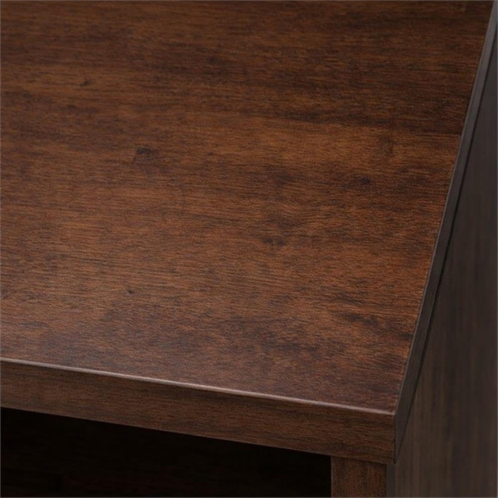 Mid-Century Bookcase, 60" H x 24" W x 16" D, Solid Rubberwood, Walnut Brown Finish, Adjustable Shelves, Drawer with