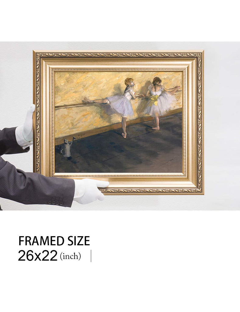 Dancers Practicing at the Barre (1877) by Edgar Degas Giclee Prints Framed Art for Wall Decor. Framed Size: 26x22