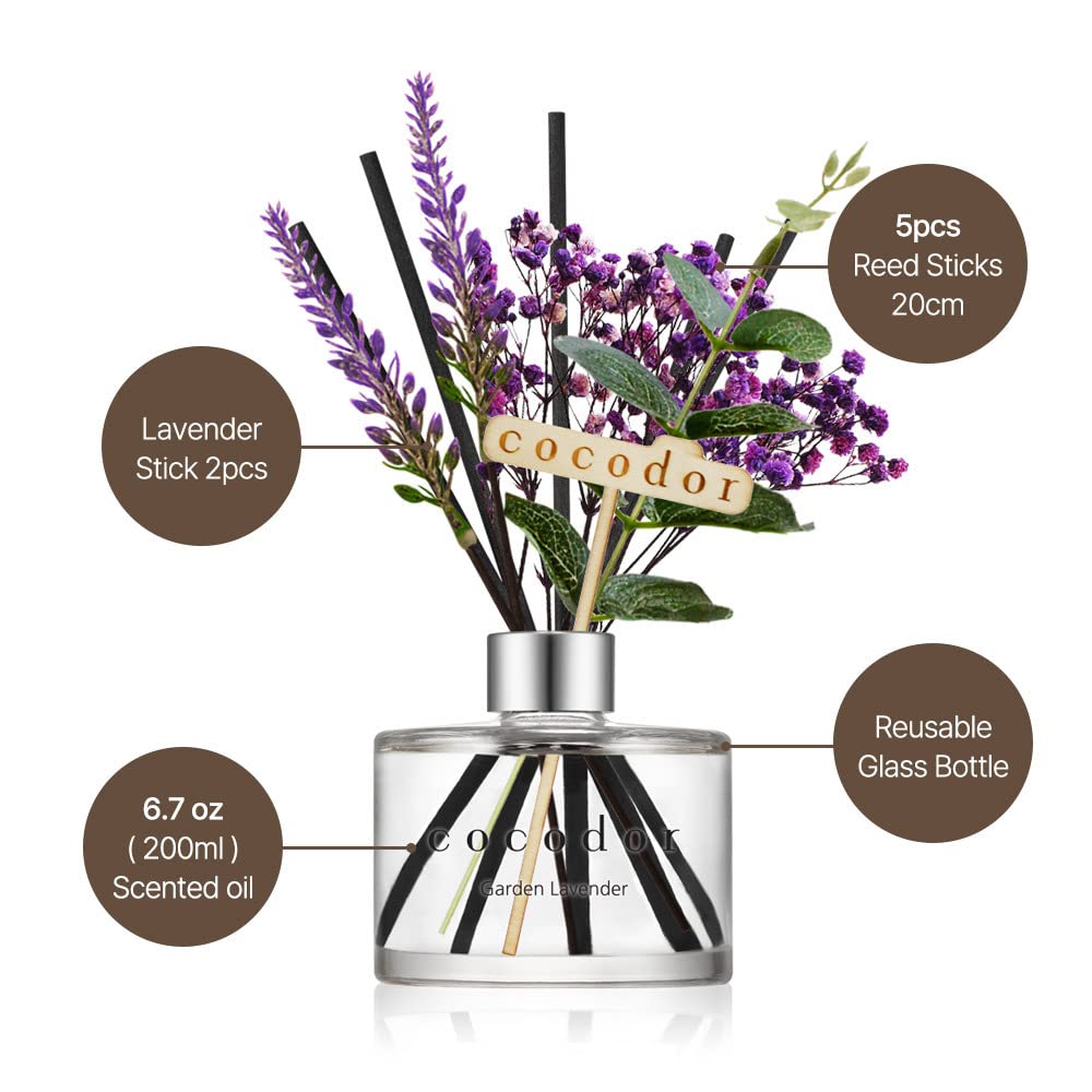 Lavender Reed Diffuser/White Jasmine/6.7oz/1Pack / Home Fragrance Scent Essential Oil Stick Diffuser Bathroom Home