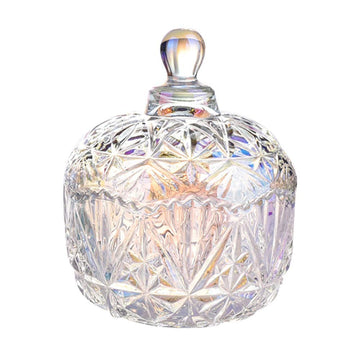 Royal Amber Embossed Crystal Glass Candy Jar with Lid Jewelry Box Wedding Candy Buffet Jar Kitchen Storage Jar