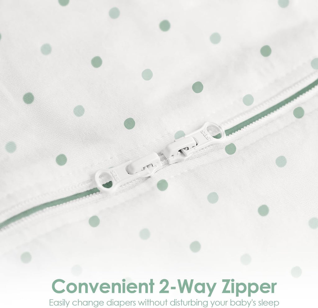 Swaddle, Cotton Arm-In Zipper Sleep Sack, Wearable Blankets Wrap for Infant Girls, Boys (Green